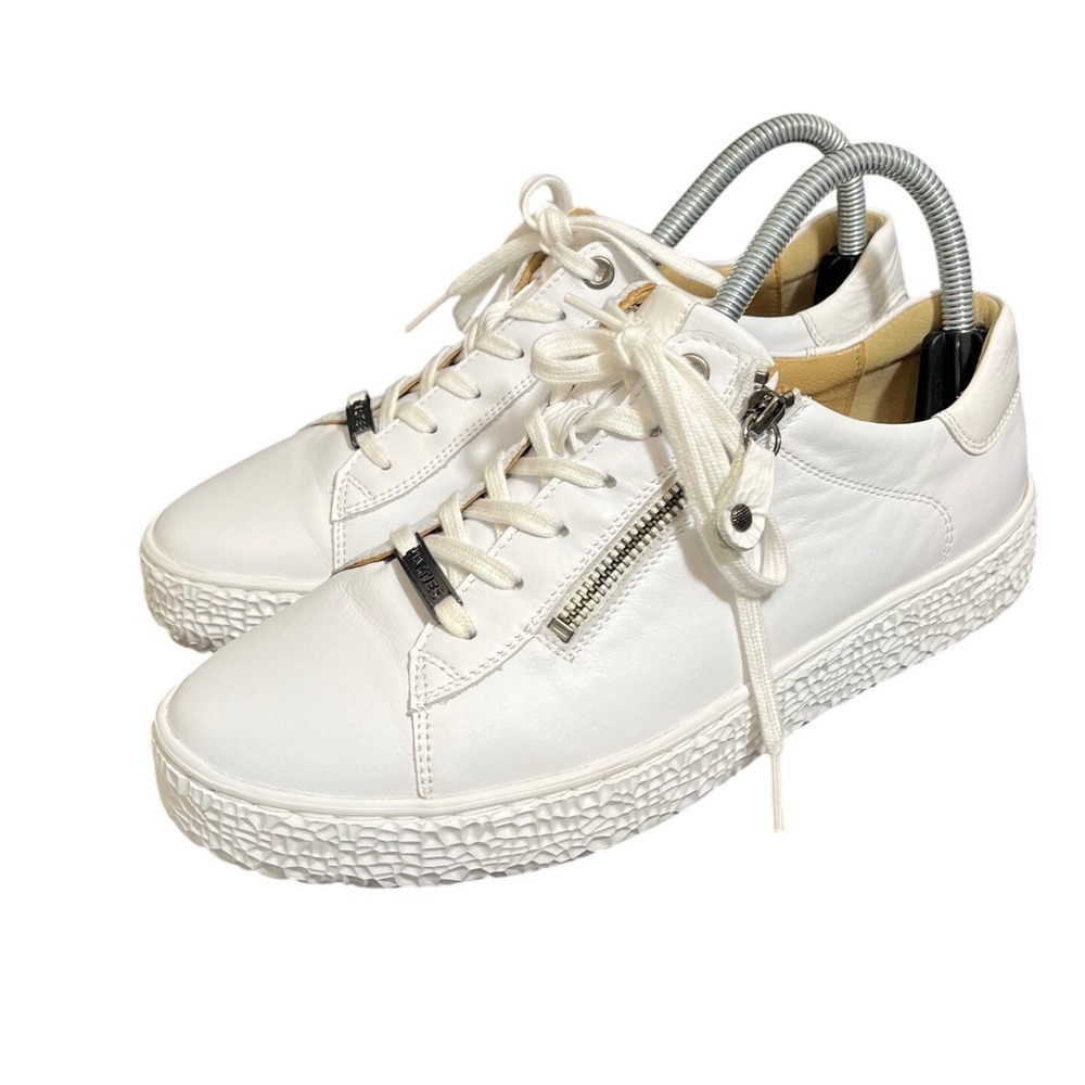 Hartjes Phil Sneakers Women 5.5 UK 8 US White Leather Side Zip Low Top Shoes